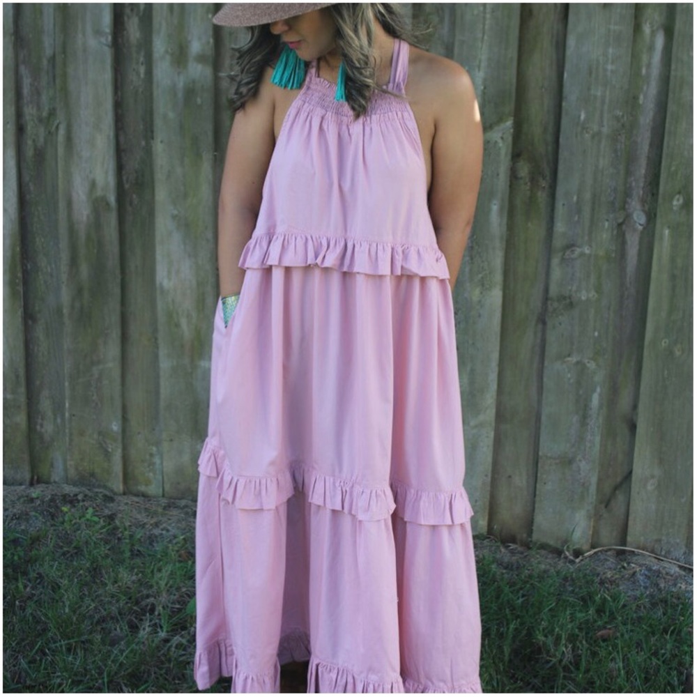 TIERED RUFFLE MAXI DRESS - Picture 1 of 4